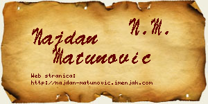 Najdan Matunović vizit kartica